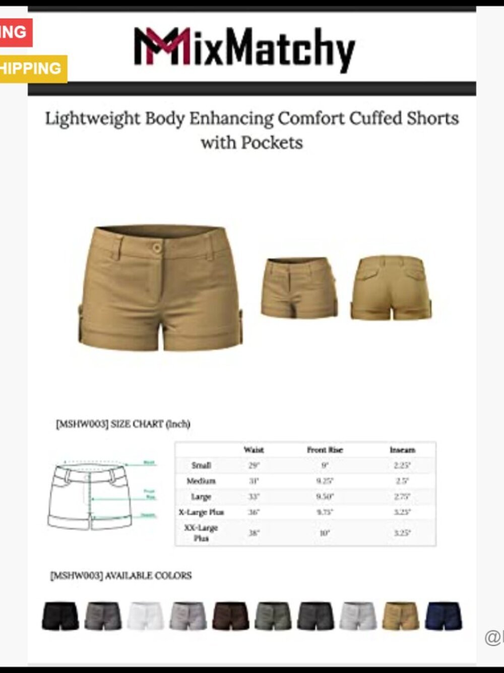 Stretch Comfort Blend Active Shorts with Cuffed Hem and Pockets - Picture 7 of 7